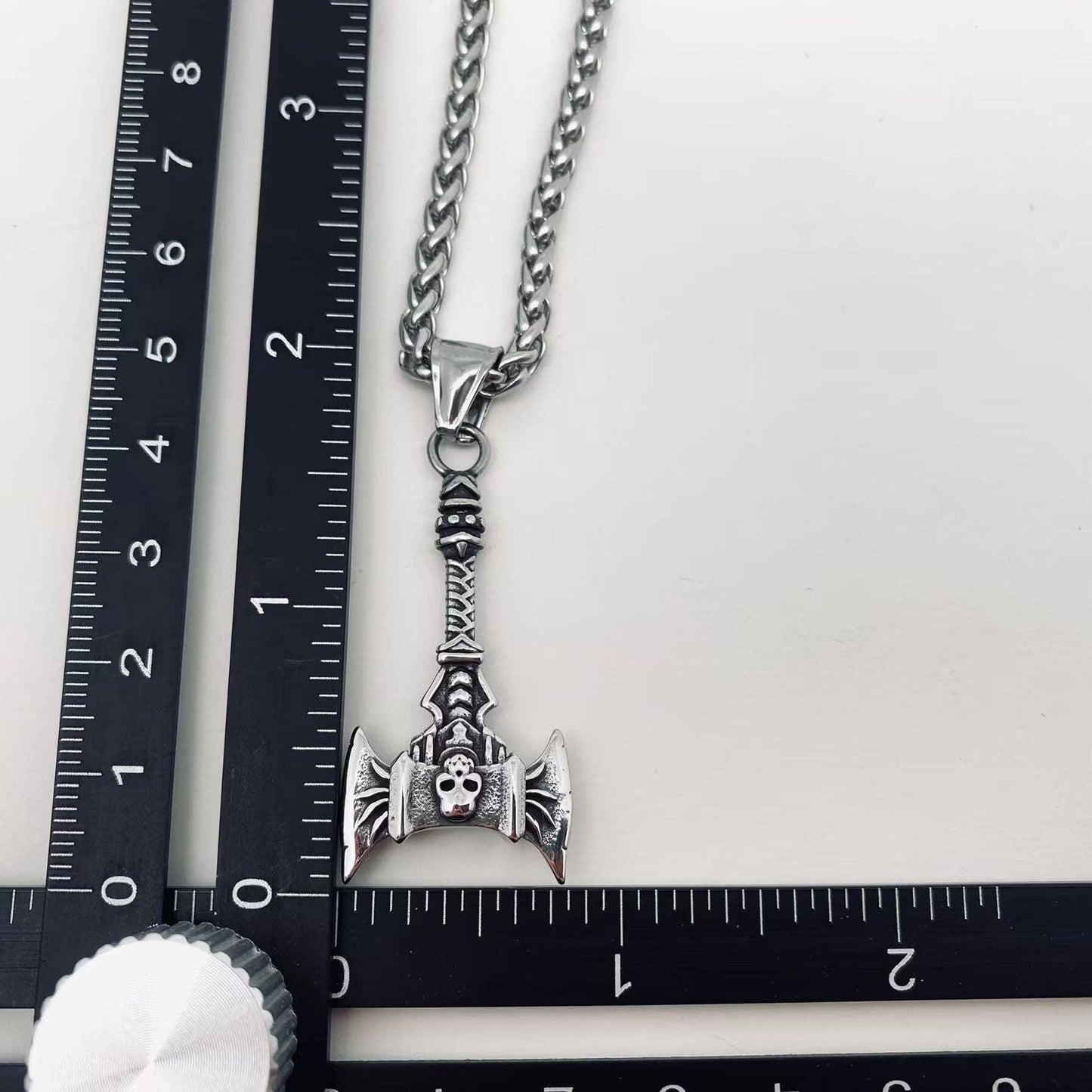 Mio Queena Mio Queena - Viking Double Face Skull Axe Pendant Necklace - MJ/MNP