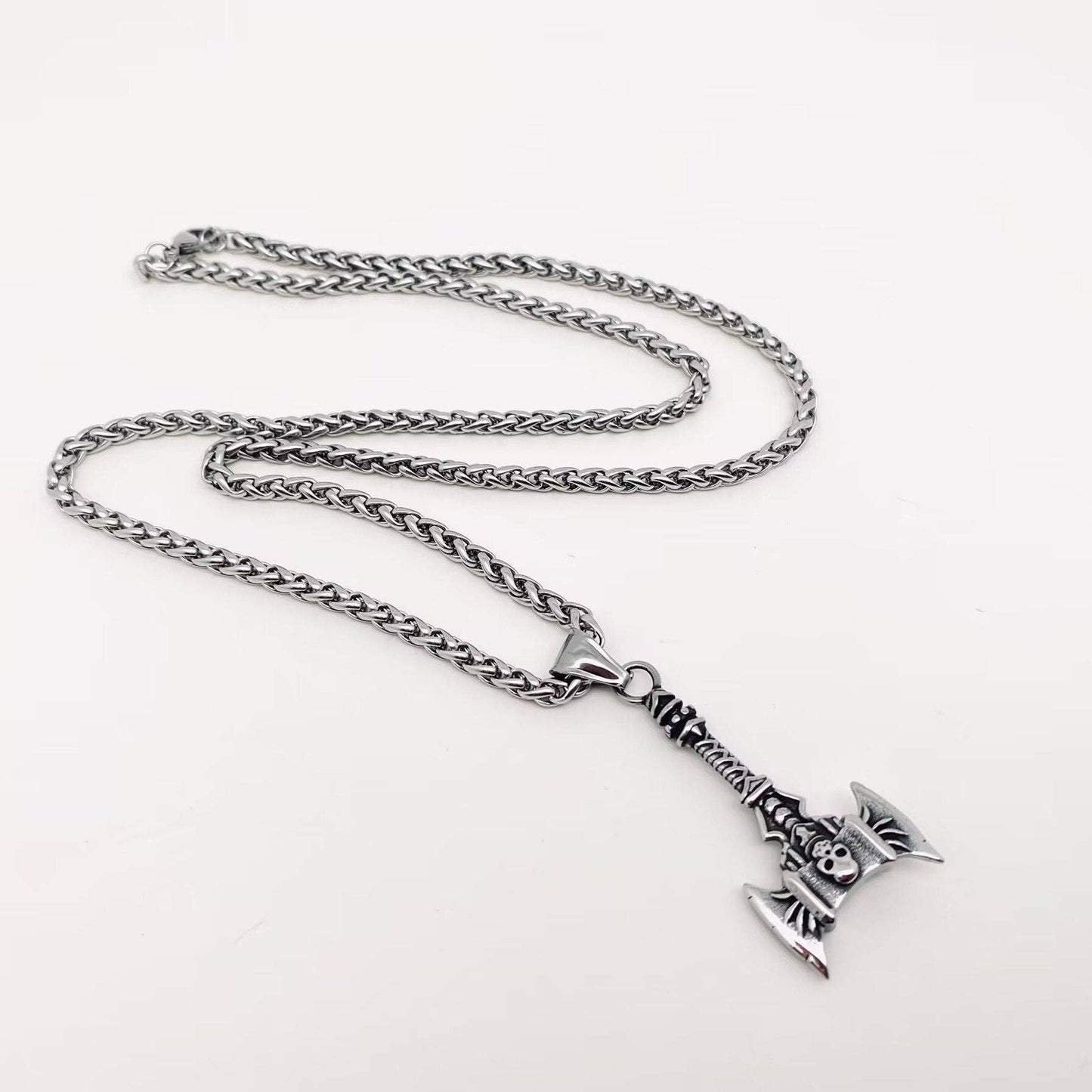 Mio Queena Mio Queena - Viking Double Face Skull Axe Pendant Necklace - MJ/MNP