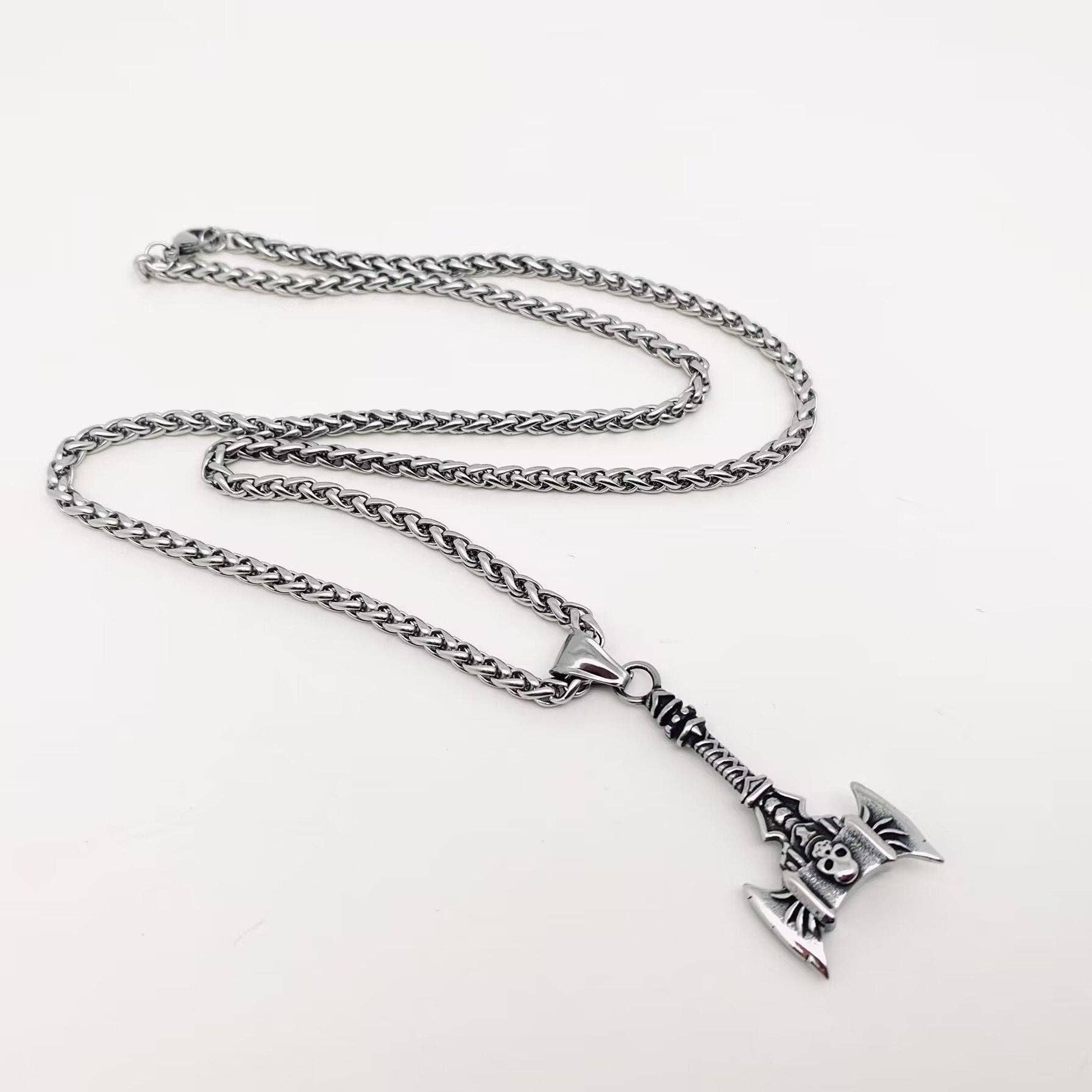 Mio Queena Mio Queena - Viking Double Face Skull Axe Pendant Necklace - MJ/MNP