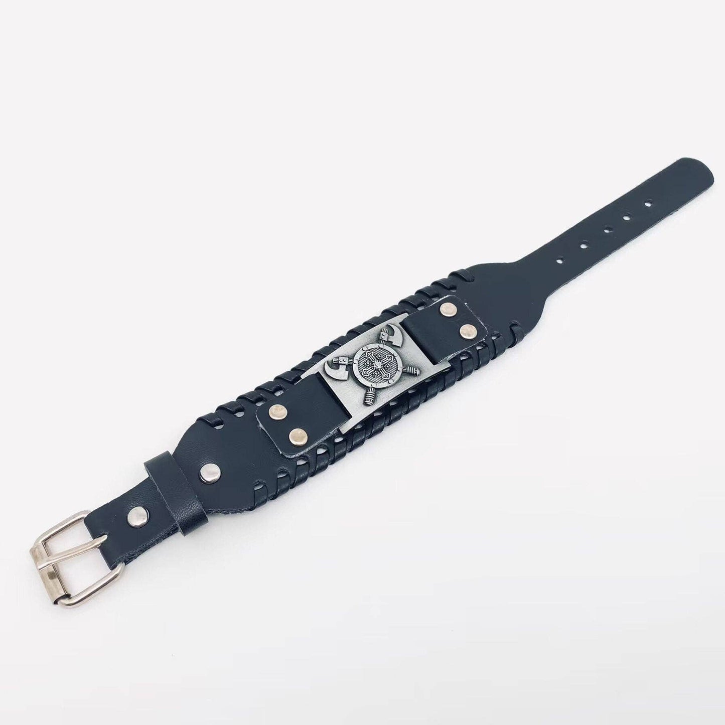 Mio Queena Mio Queena - Vintage Viking Symbol Leather Bracelet - MJ/BC