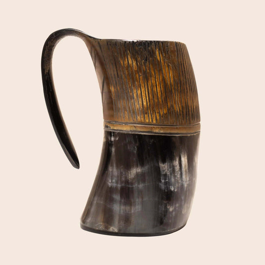 Muqeem & Brothers Muqeem & Brothers - Horn Whiskey Mugs - Holds Upto 6.5 oz, Striped