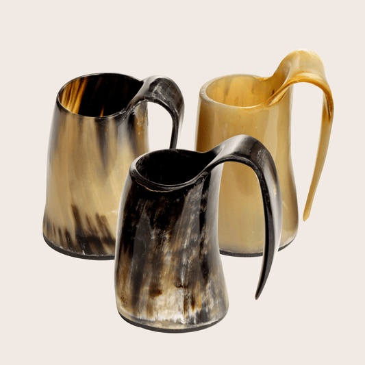 Muqeem & Brothers Muqeem & Brothers - Horn Whiskey Mugs Pack 3 - Holds Upto 6.5 oz, Natural: Set of 3 Pcs