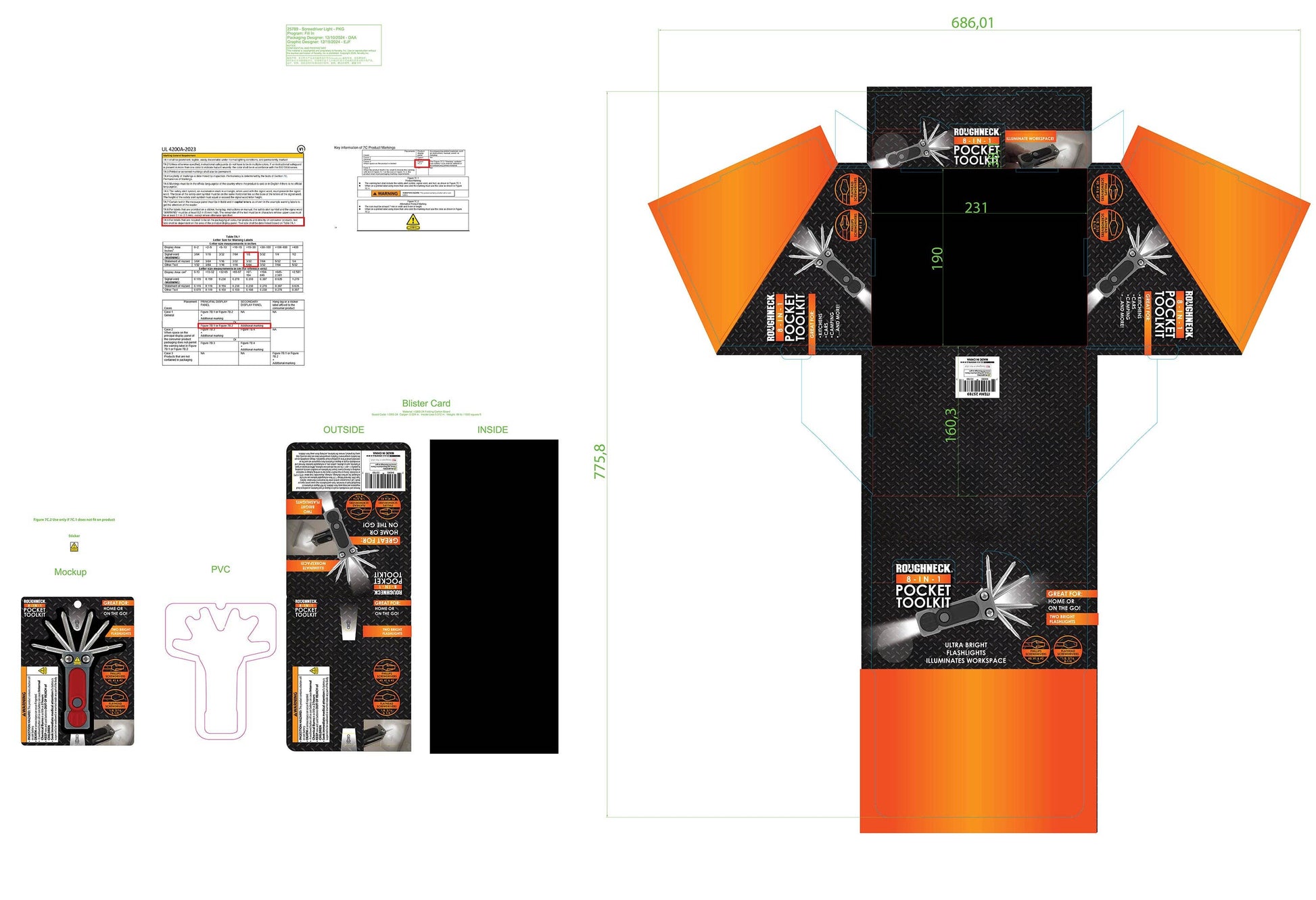Novelty Brands Novelty Brands - Roughneck 8-In-1 Pocket Multi-Tool with Lights - 6/Display: Wholesale Price