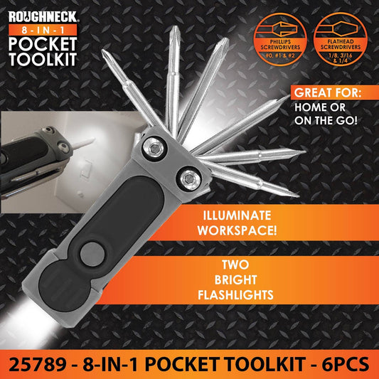Novelty Brands Novelty Brands - Roughneck 8-In-1 Pocket Multi-Tool with Lights - 6/Display: Wholesale Price