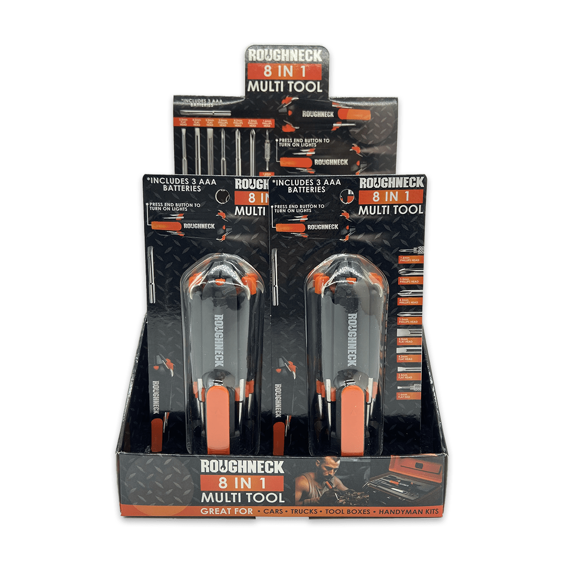 Novelty Brands Novelty Brands - Roughneck Multi-Tool 8-In-1 with Lights - 6 Piece Display
