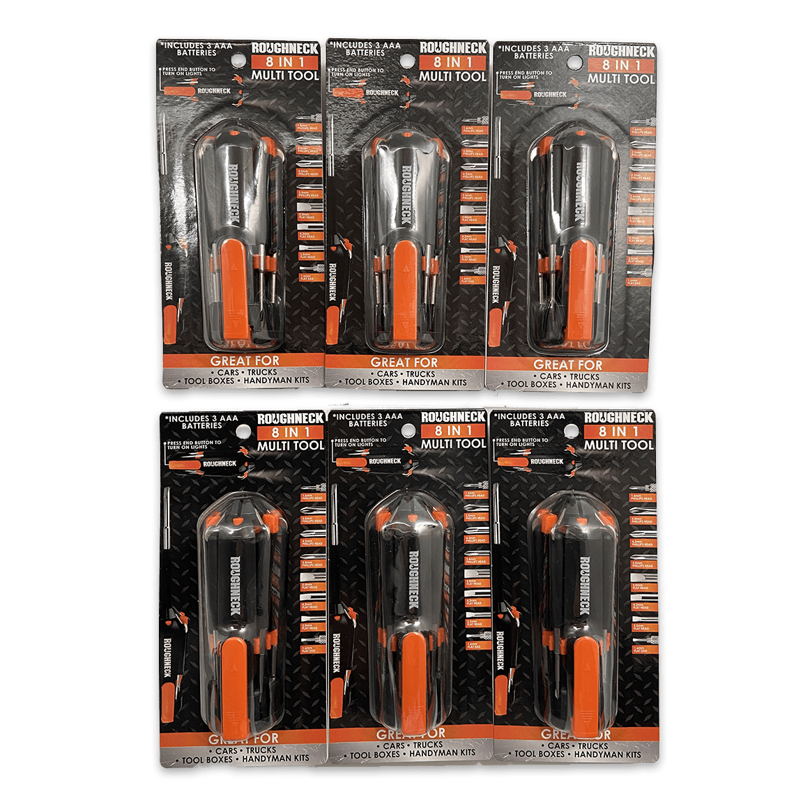 Novelty Brands Novelty Brands - Roughneck Multi-Tool 8-In-1 with Lights - 6 Piece Display