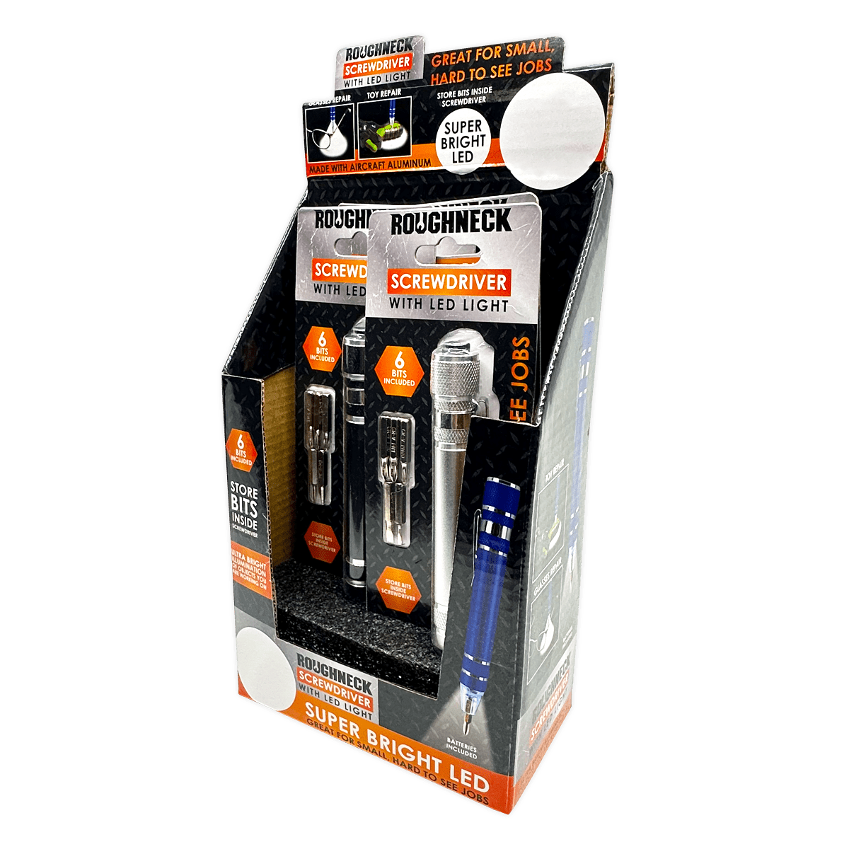 Novelty Brands Novelty Brands - Screwdriver with LED Light Roughneck Assortment- 4/Display: Wholesale Price