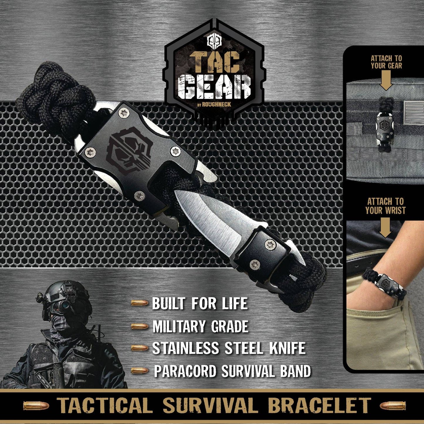 Novelty Brands Novelty Brands - Tac Gear Paracord Survival Bracelet with Knife- 6/Display: Wholesale Price