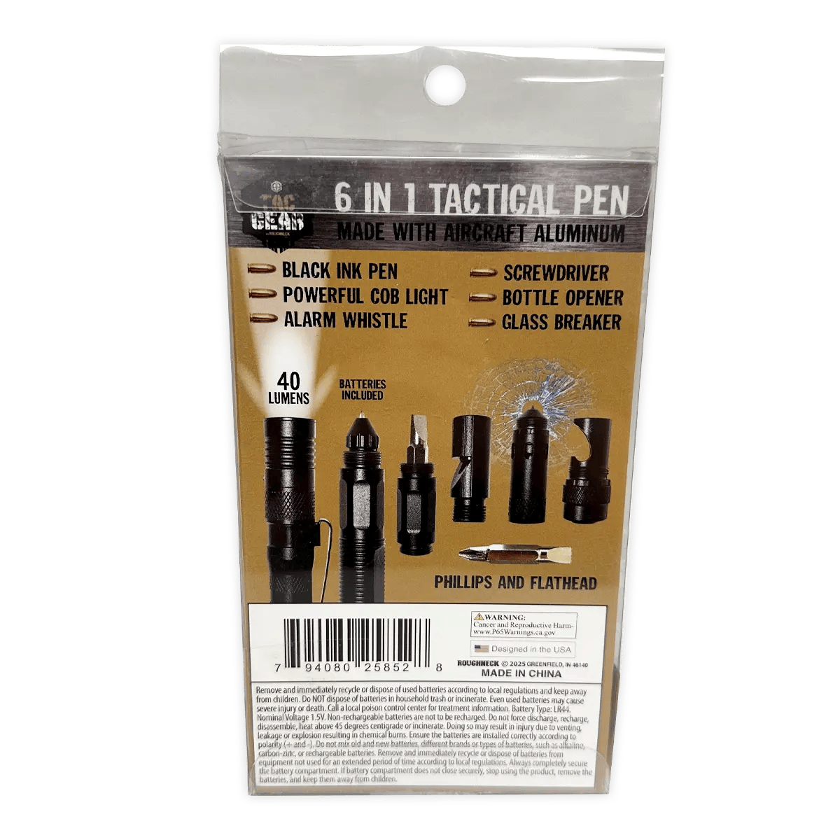 Novelty Closeout Novelty Closeout - Roughneck 6-in-1 Aircraft Metal Tactical Multi-Tool Closeout