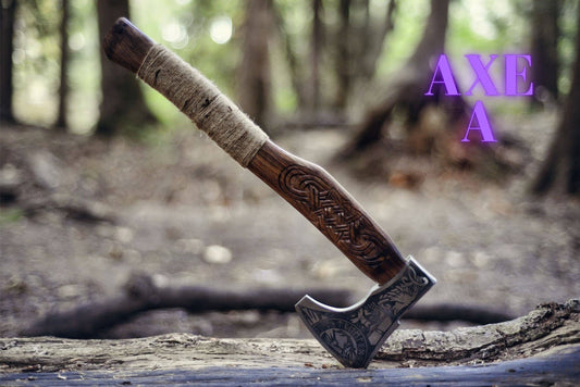 OnlyViking OnlyViking - Hand-Forged Hatchet Carbon Steel - Personalized Wooden Box: AXE- A / NO BOX