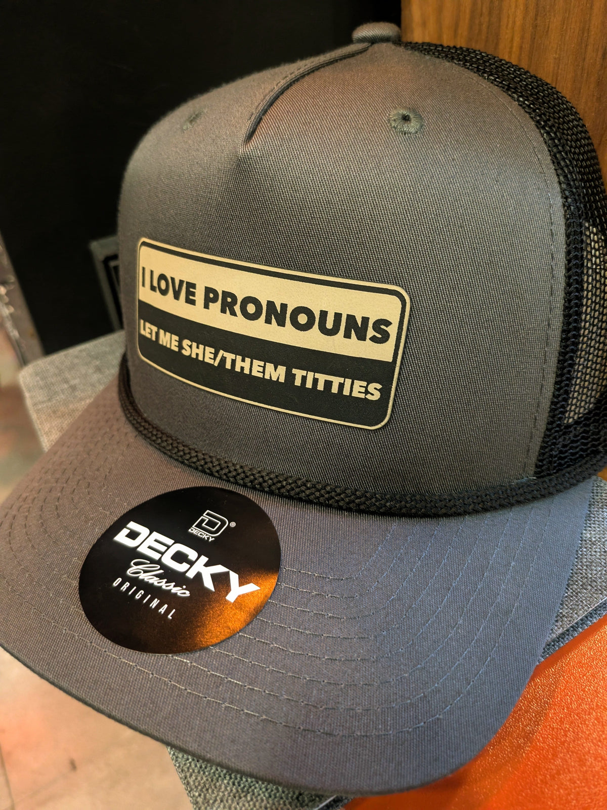 Pitcher Perfect Hat I love Prounouns - Let me she them titties - Snapback hat