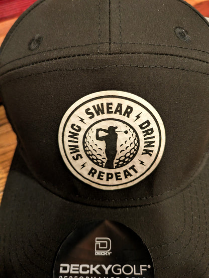 Pitcher Perfect Hat Premium -Swing, Swear, Drink, Repeat Golf - Mesh Adjustable Hat