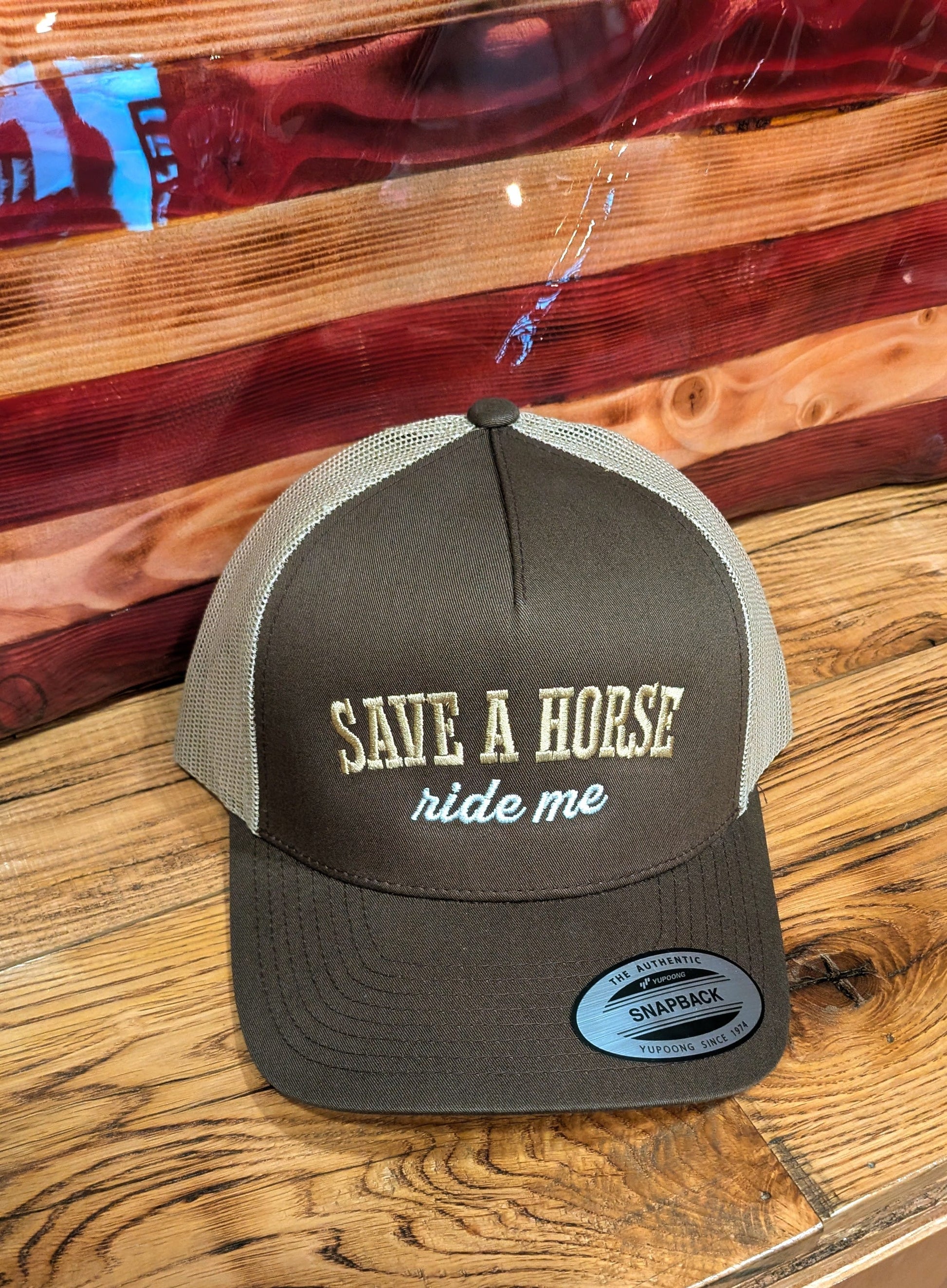 Pitcher Perfect Hat Save a Horse Ride Me - Yupoong Snapback Hat