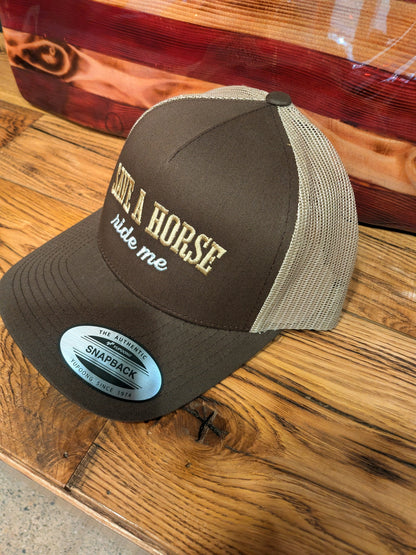 Pitcher Perfect Hat Save a Horse Ride Me - Yupoong Snapback Hat