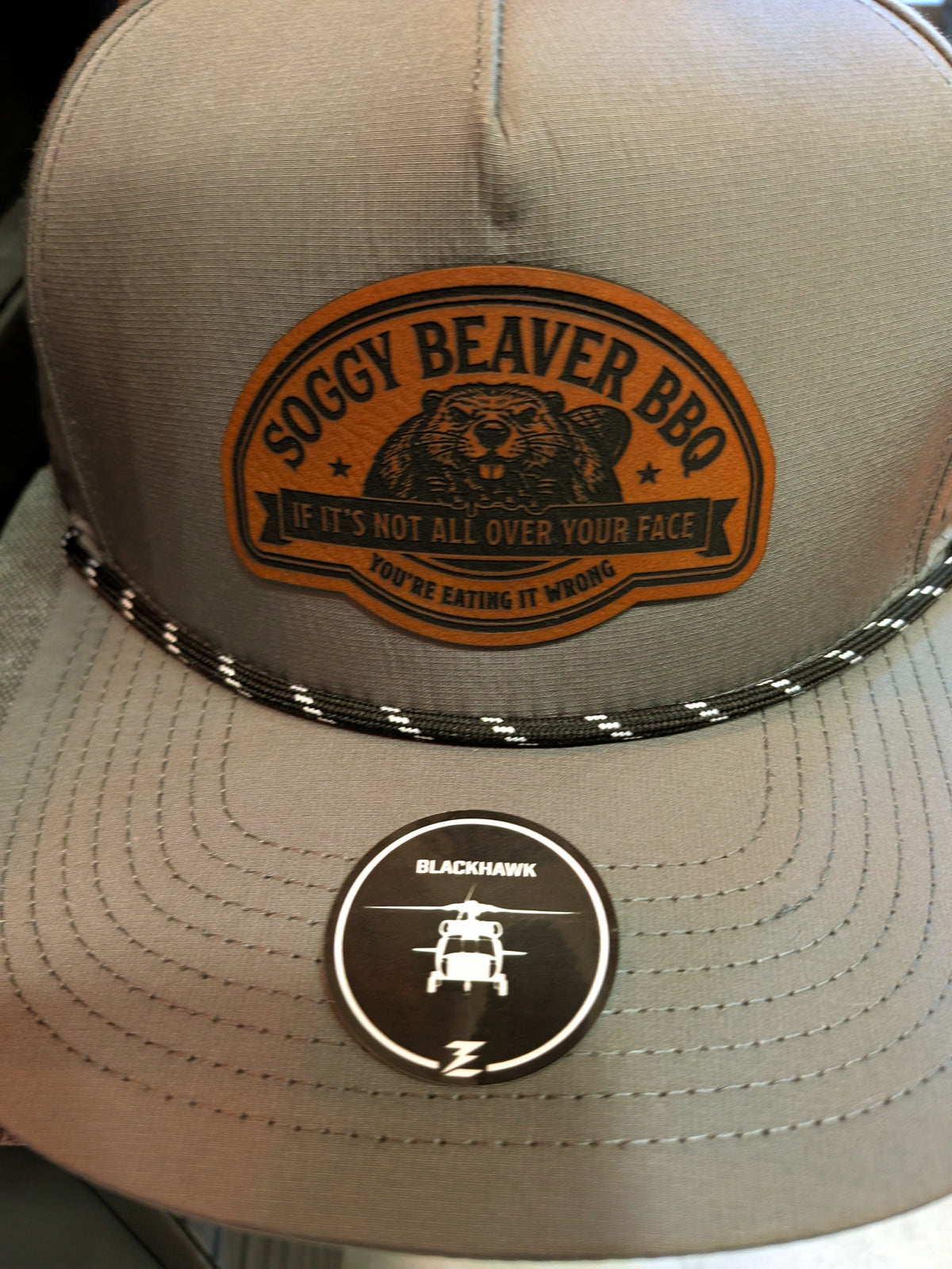 Pitcher Perfect Hat Soggy Beaver BBQ - Snapback Hat - Premium - High Quality - Blackhawk