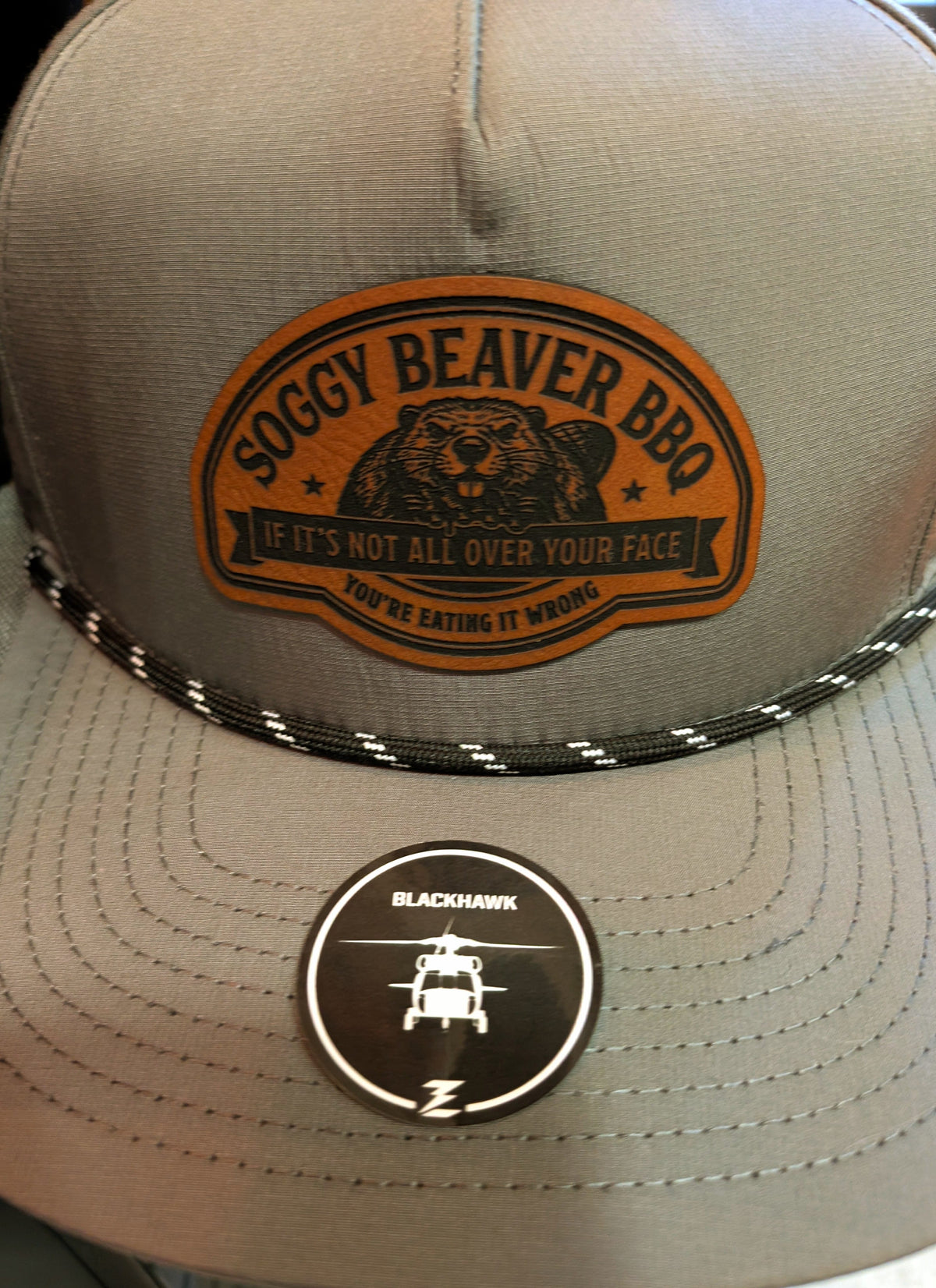 Pitcher Perfect Hat Soggy Beaver BBQ - Snapback Hat - Premium - High Quality - Blackhawk