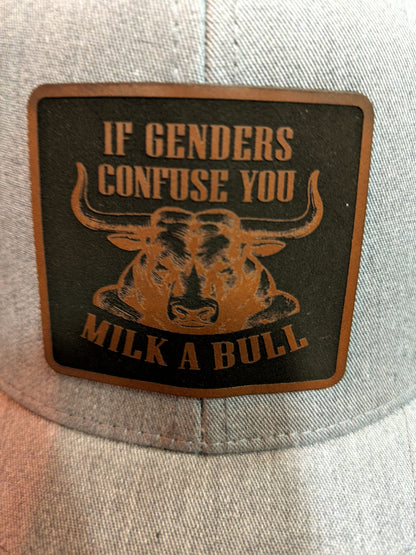 Pitcher Perfect hats If Genders Confuse you - Milk a Bull - Snapback hat Gret/Black