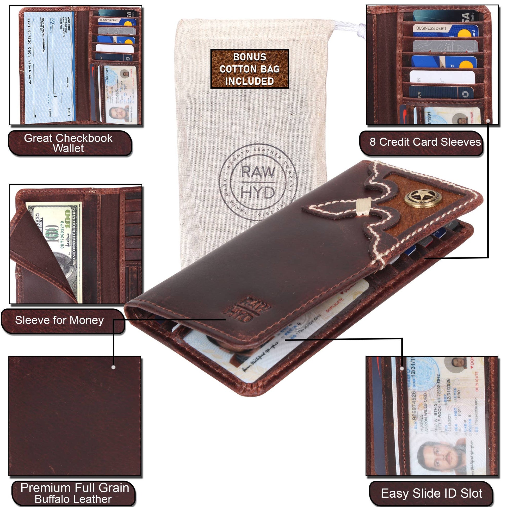 RAWHYD Leather Co. RAWHYD Leather Co. - Western Concho Wallet for Men