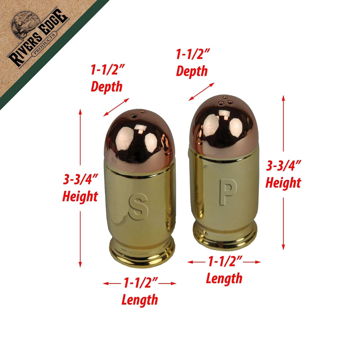 Rivers Edge Products Rivers Edge Products - Salt and Pepper Shakers-Bullet