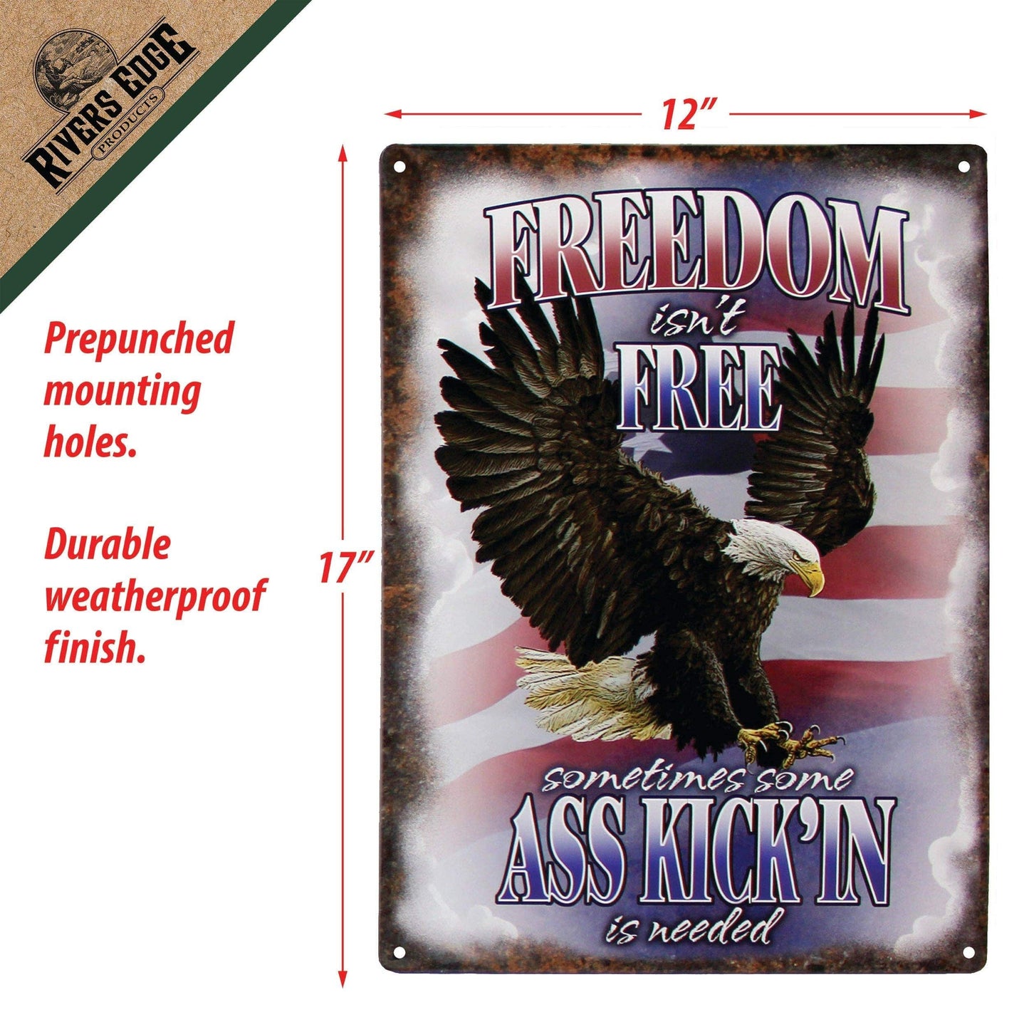 Rivers Edge Products Rivers Edge Products - Tin Sign 12in x 17in-Freedom Isnt Free