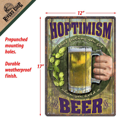 Rivers Edge Products Rivers Edge Products - Tin Sign 12in x 17in-Hoptimism Beer