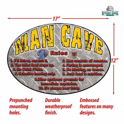Rivers Edge Products Rivers Edge Products - Tin Sign 12in x 17in-Man Cave Rules