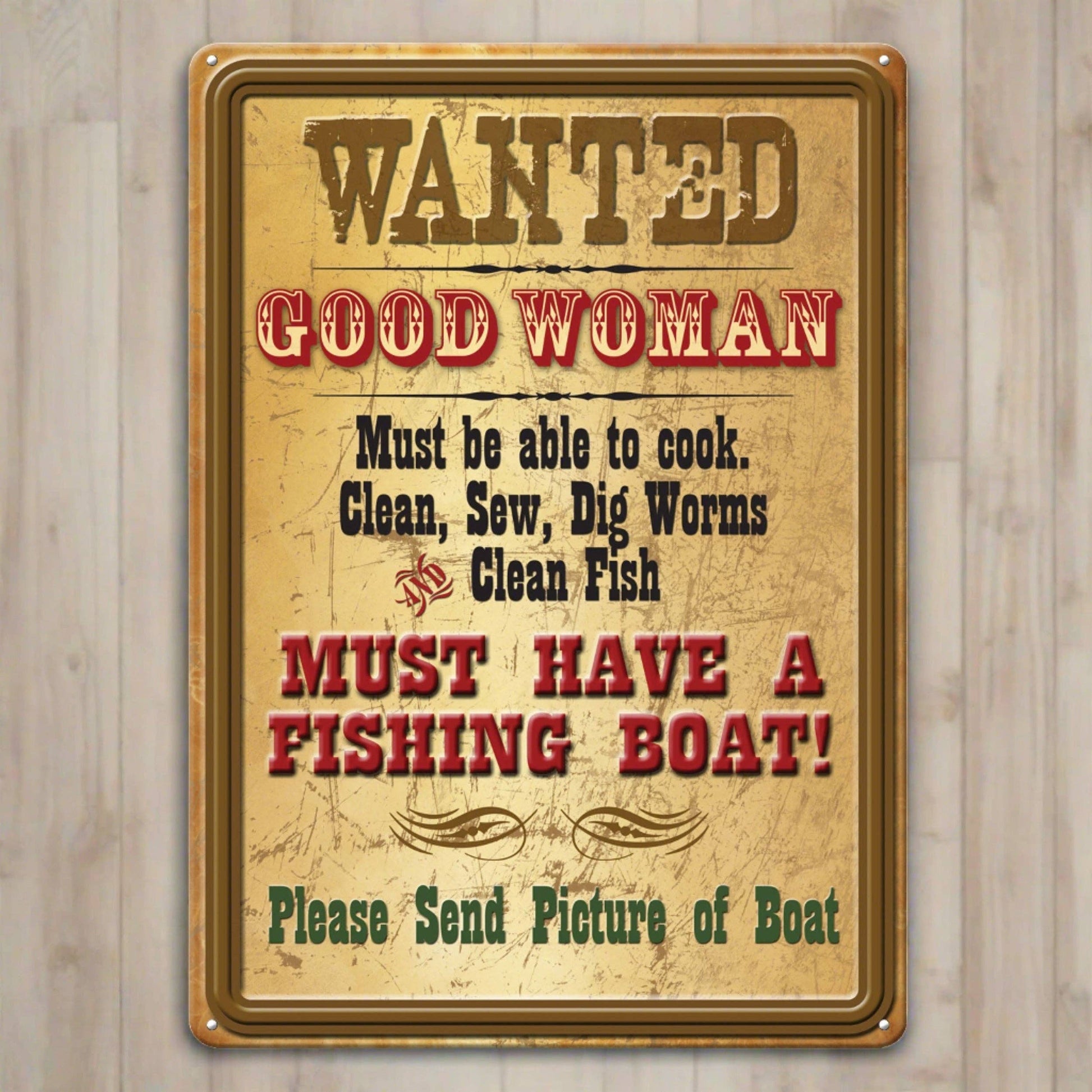 Rivers Edge Products Rivers Edge Products - Tin Sign 12in x 17in-Wanted Good Woman