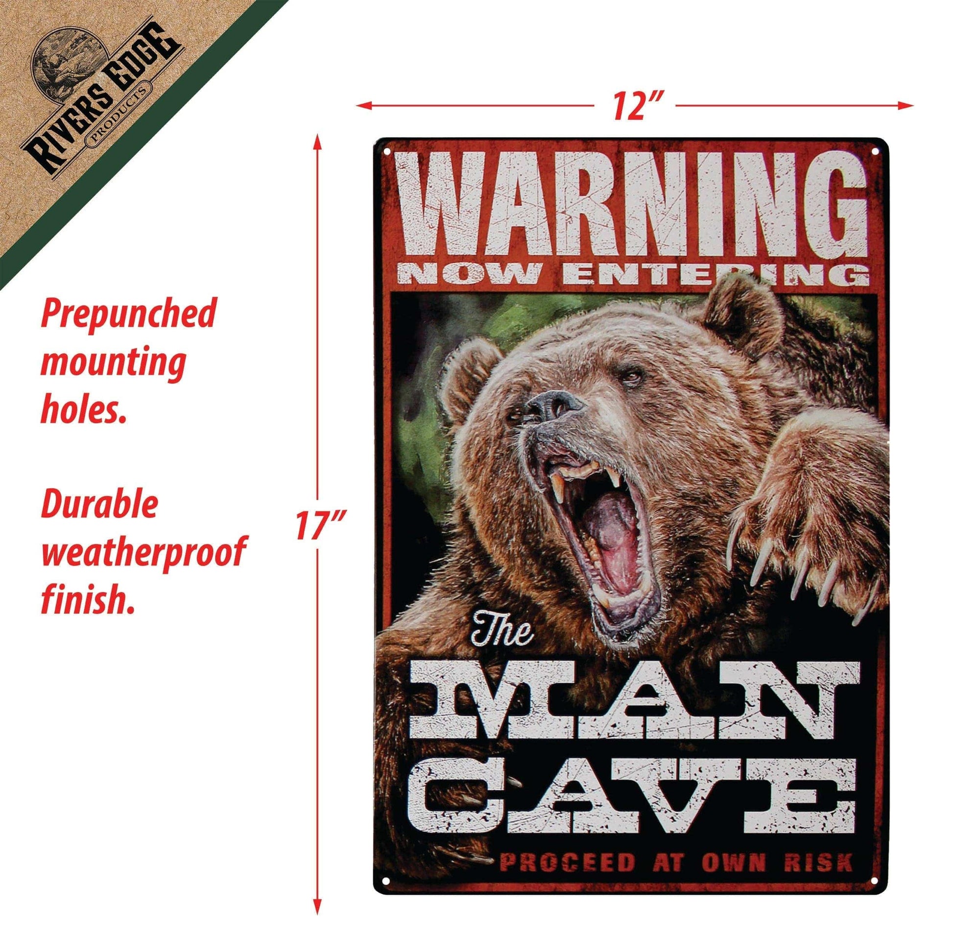 Rivers Edge Products Rivers Edge Products - Tin Sign 12in x 17in-Warning Man Cave