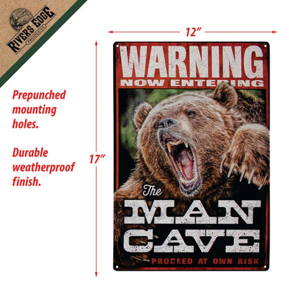 Rivers Edge Products Rivers Edge Products - Tin Sign 12in x 17in-Warning Man Cave