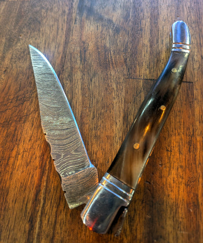 Black Polished Bone Handle - Slim Folder Pocket Knife