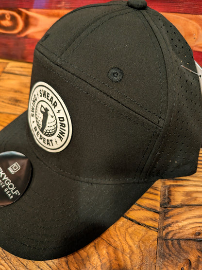 Premium -Swing, Swear, Drink, Repeat Golf - Mesh Adjustable Hat