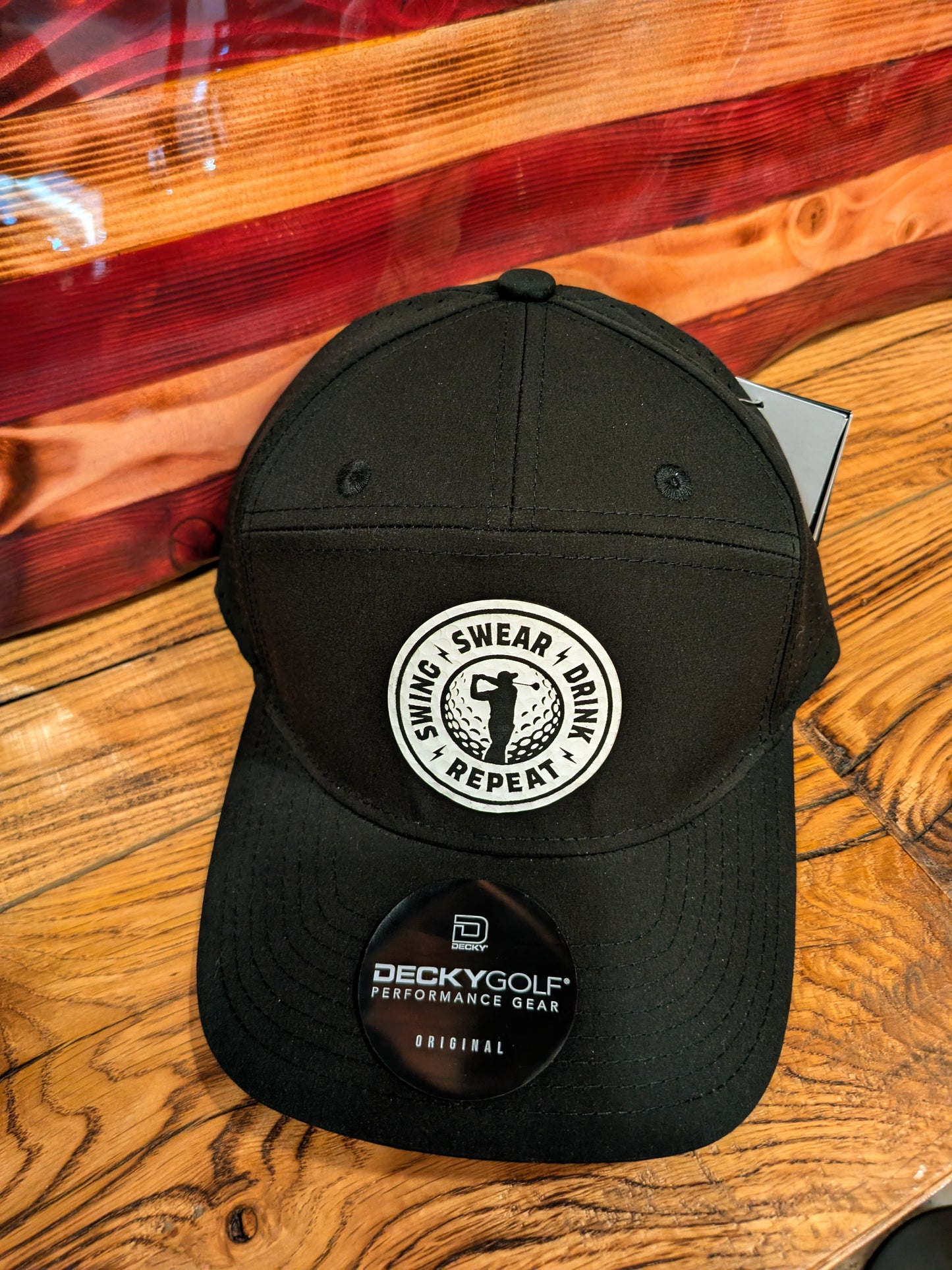 Premium -Swing, Swear, Drink, Repeat Golf - Mesh Adjustable Hat