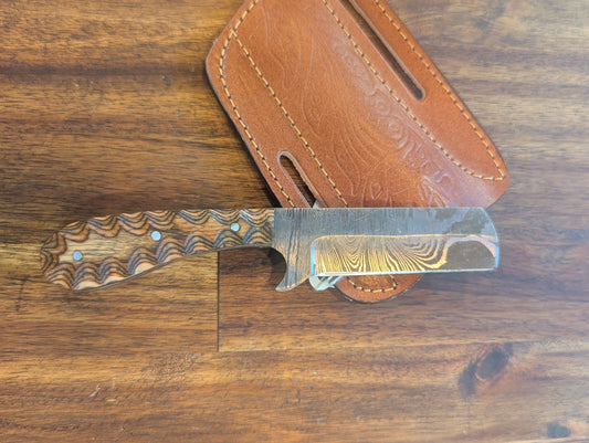 Mini Damascus Bull Cutter - Natural: Dark