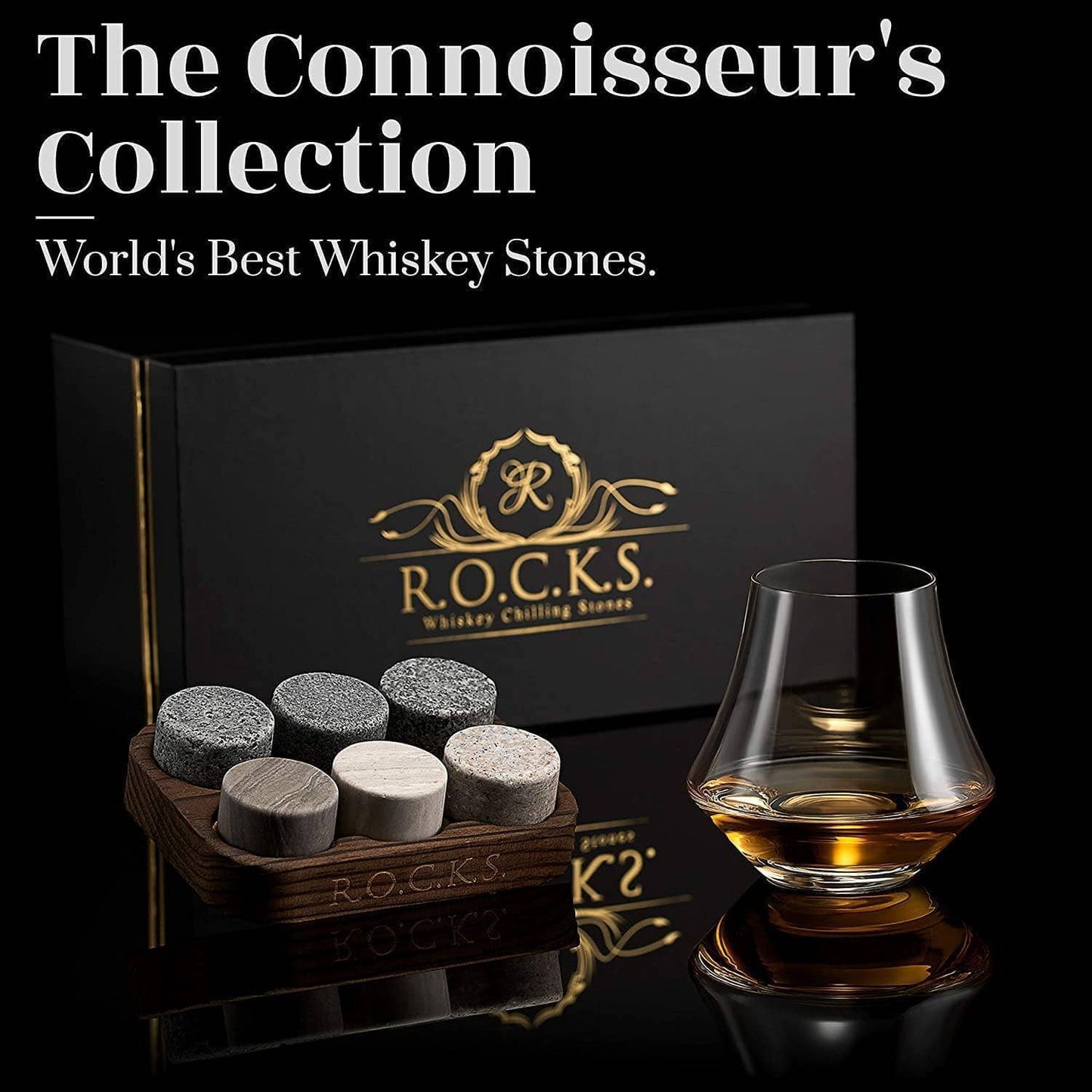 ROCKS Whiskey Chilling Stones ROCKS Whiskey Chilling Stones - The Connoisseur's Set - Nosing Whiskey Glass Edition