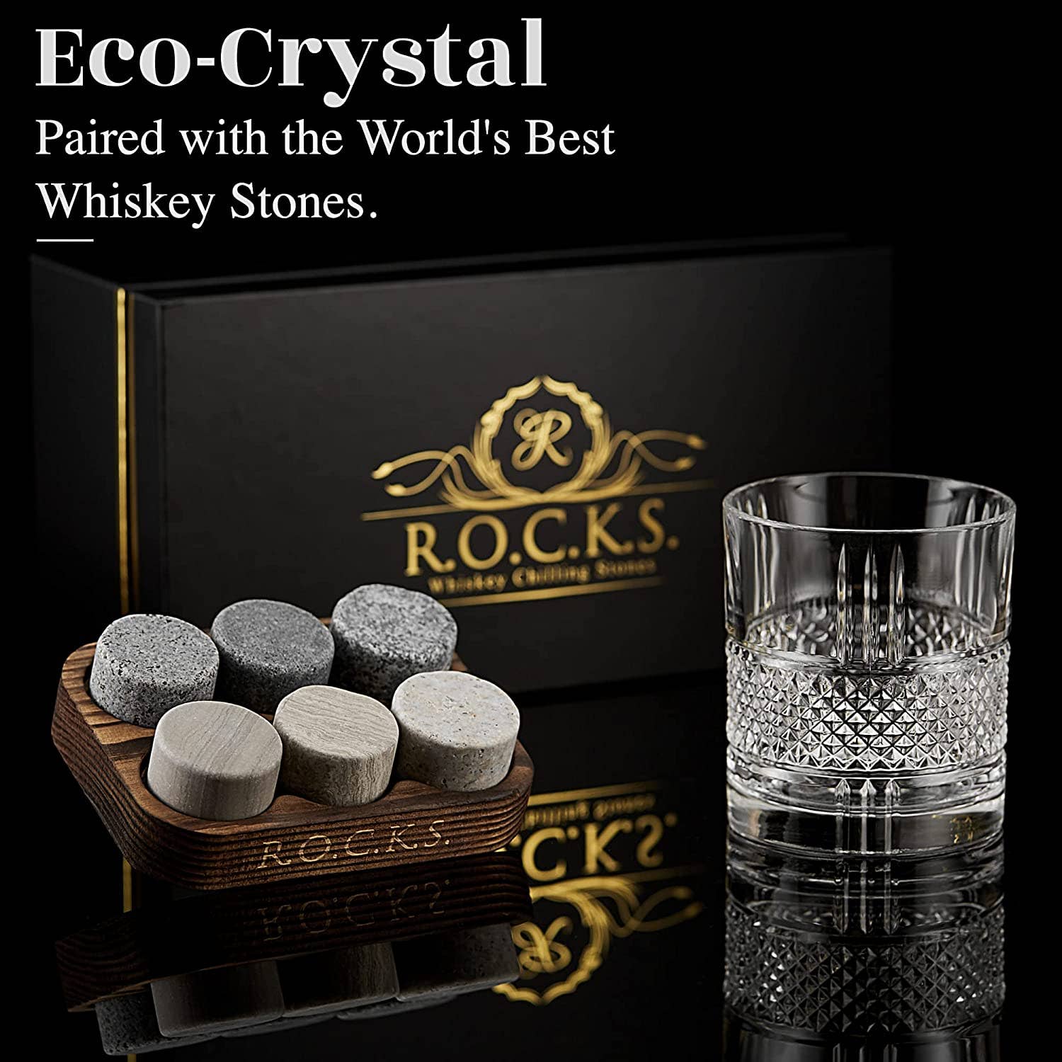 ROCKS Whiskey Chilling Stones ROCKS Whiskey Chilling Stones - The Connoisseur's Set - Reserve Whiskey Glass Edition