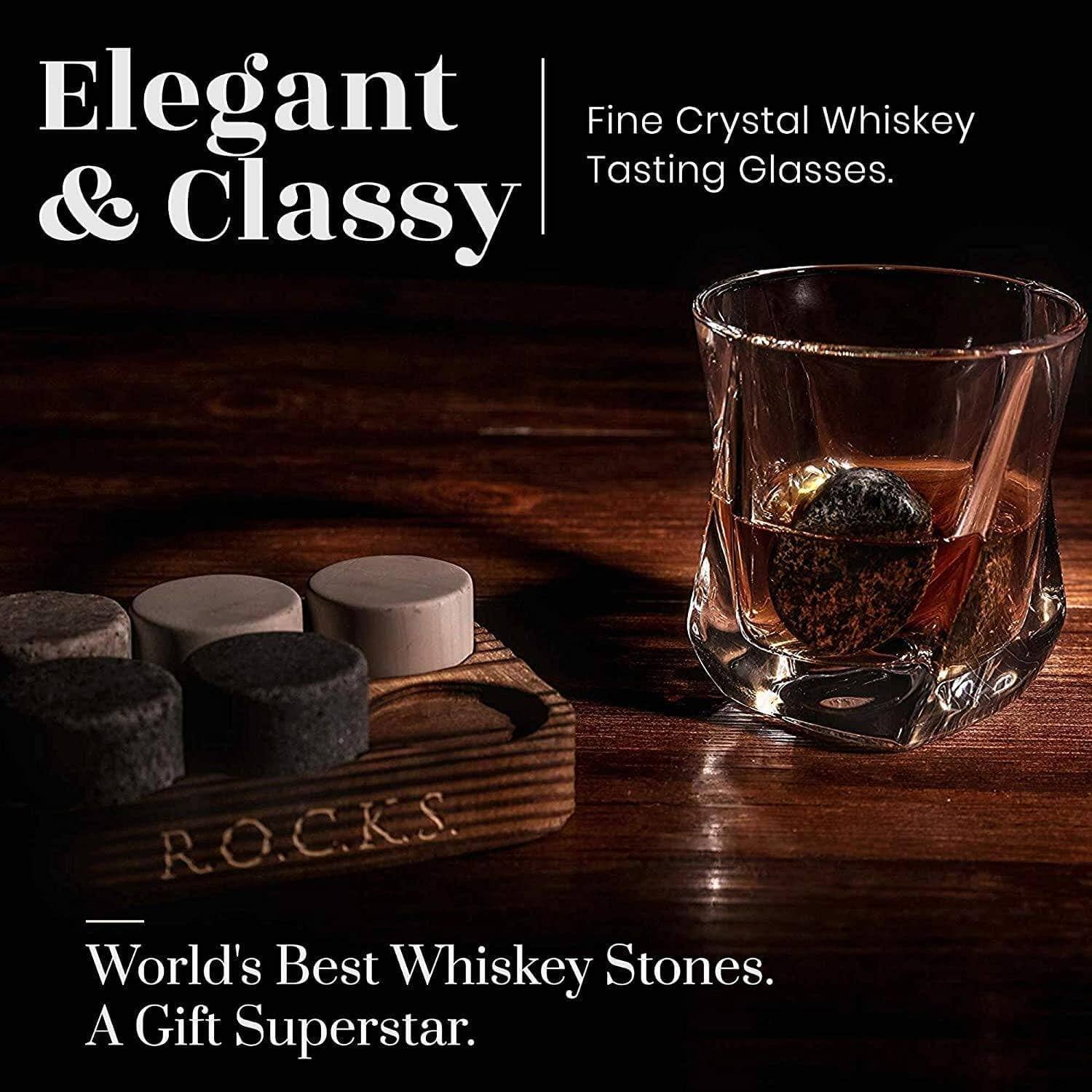 ROCKS Whiskey Chilling Stones ROCKS Whiskey Chilling Stones - The Connoisseur's Set - Twist Whiskey Glass Edition