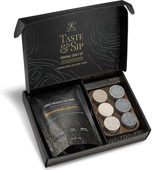 ROCKS Whiskey Chilling Stones ROCKS Whiskey Chilling Stones - The Gourmet Set - Whiskey Rocks & Bourbon Barrel Aged Coffee