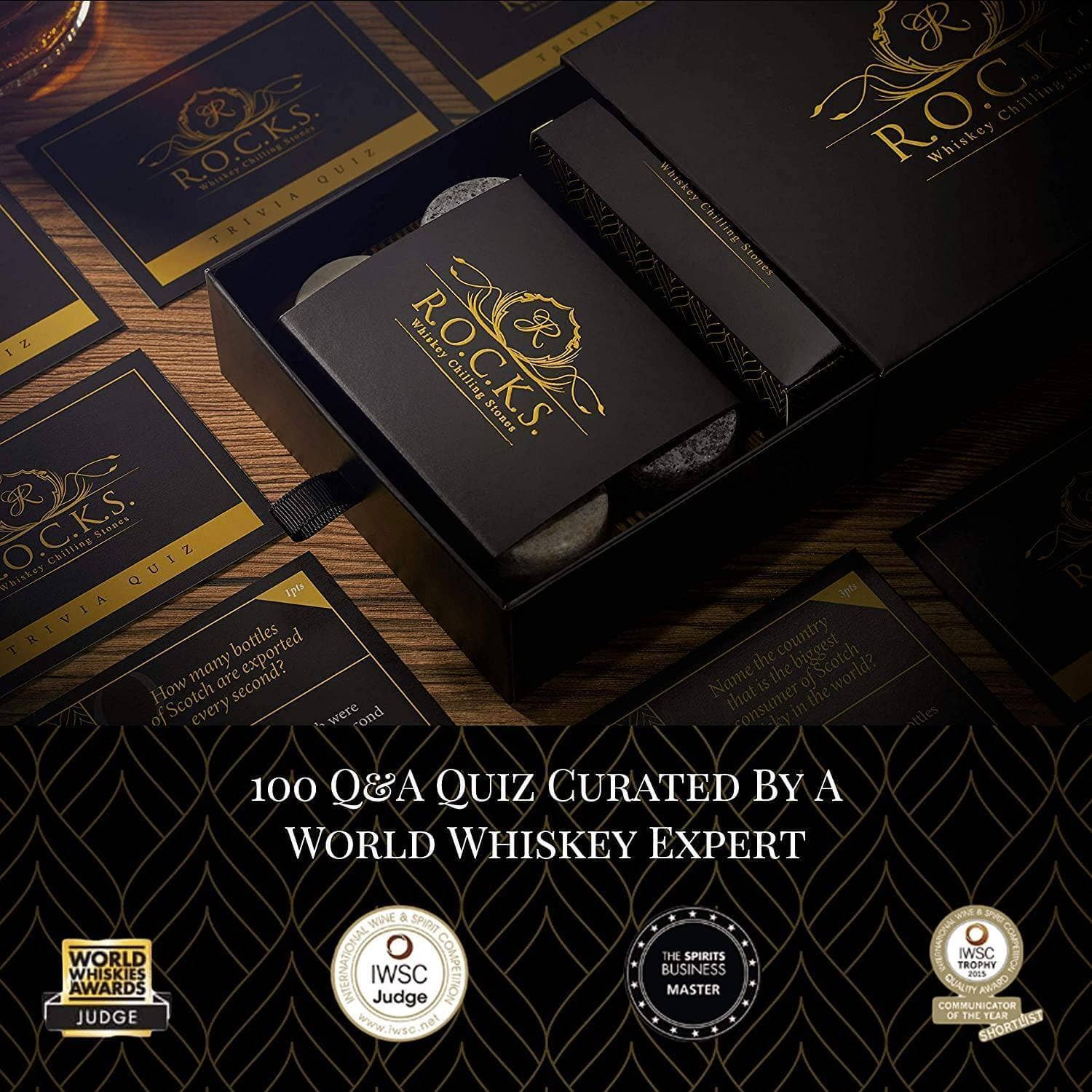 ROCKS Whiskey Chilling Stones ROCKS Whiskey Chilling Stones - The Rocks x Whiskey Trivia Quiz Gift Set