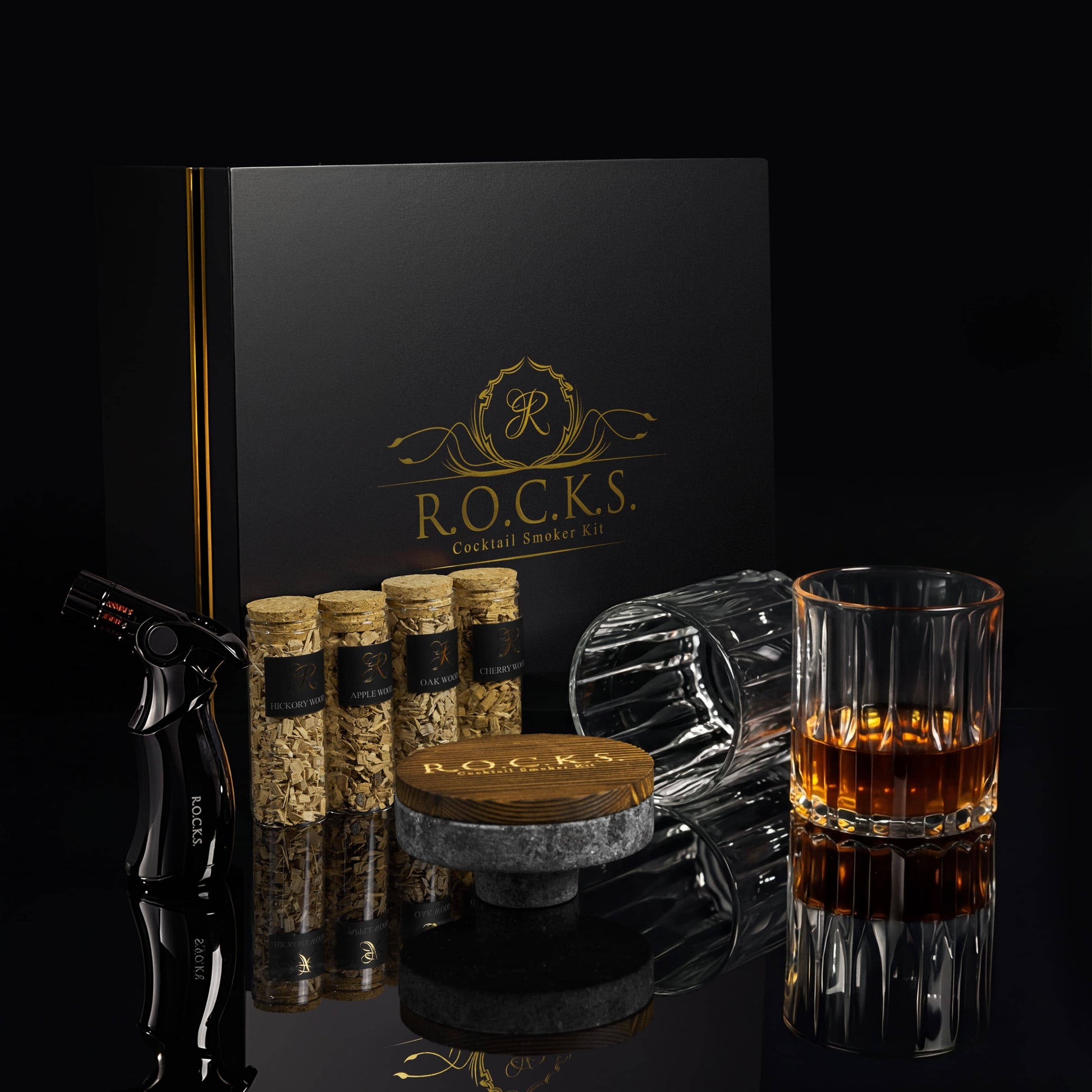 ROCKS Whiskey Chilling Stones ROCKS Whiskey Chilling Stones - The Whiskey & Cocktail Smoker Kit Gift Set