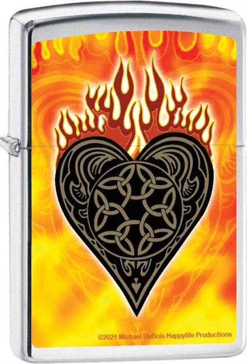 Scorpio Posters Scorpio Posters - Celtic Flaming Heart - Street Chrome Zippo Lighter