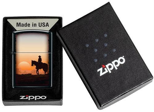 Scorpio Posters Scorpio Posters - Cowboy Sunset Black Matte Zippo Lighter
