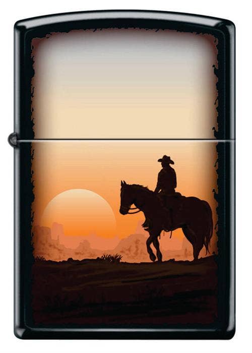 Scorpio Posters Scorpio Posters - Cowboy Sunset Black Matte Zippo Lighter