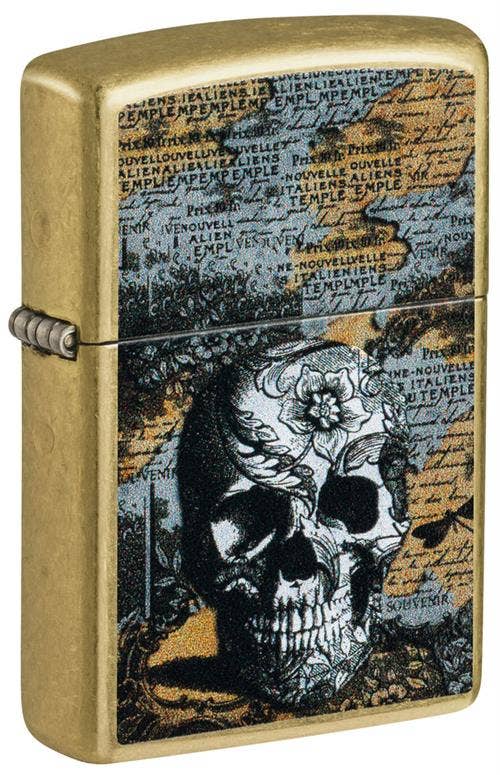 Scorpio Posters Scorpio Posters - Floral Skull Design Street Brass Zippo Lighter