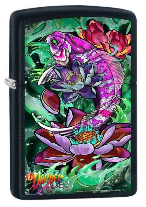 Scorpio Posters Scorpio Posters - James Danger Harvey - Koi Black Matte Zippo Lighter