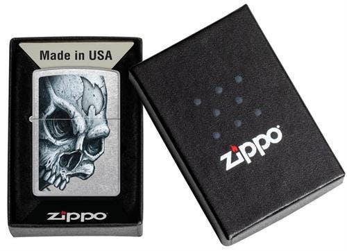 Scorpio Posters Scorpio Posters - Skull and Flame  Street Chrome Zippo Lighter