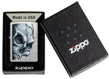 Scorpio Posters Scorpio Posters - Skull and Flame  Street Chrome Zippo Lighter