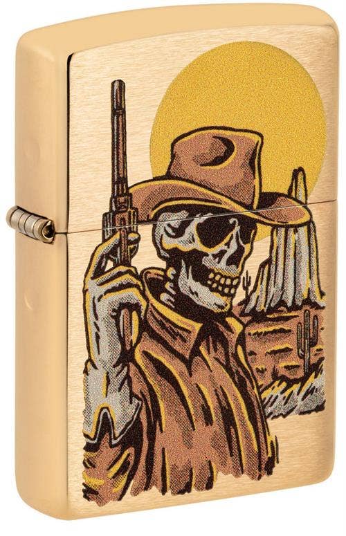 Scorpio Posters Scorpio Posters - Wild West Skeleton Brushed Brass Zippo Lighter