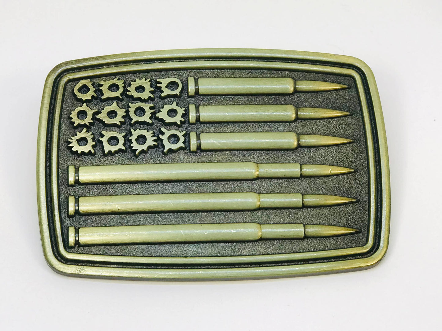 SimpleNGreat SimpleNGreat - Bullet Flag Belt Buckle 1788: Antique Silver