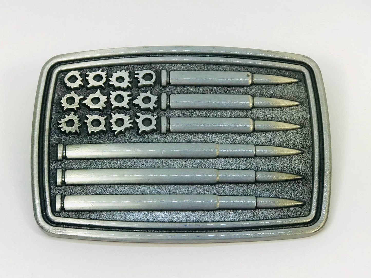 SimpleNGreat SimpleNGreat - Bullet Flag Belt Buckle 1788: Antique Silver