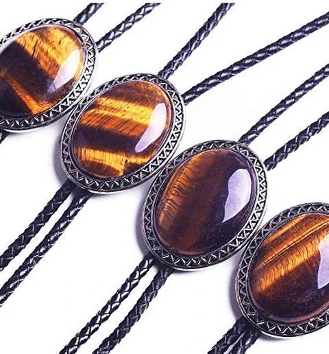 SimpleNGreat SimpleNGreat - Western GENUINE Tiger Eye Cowboy Bolo Tie Necklace